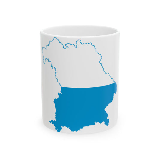 Flag map of Bavaria striped (Germany) White Coffee Mug-11oz-Go Mug Yourself