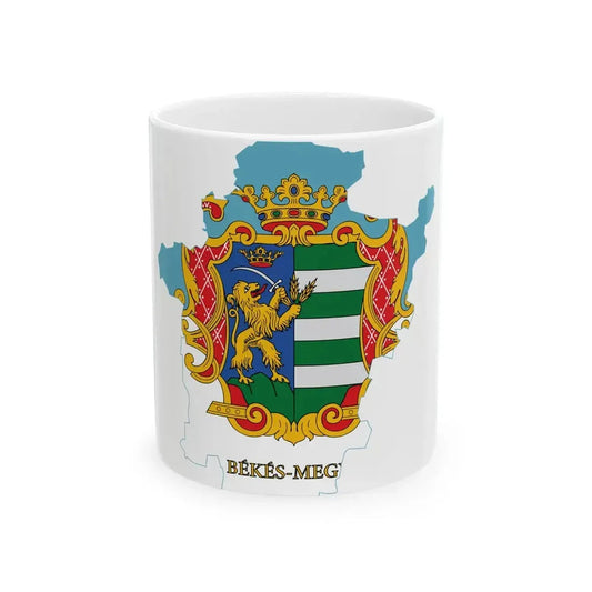 Flag-map of Bekes County (Hungary) White Coffee Mug 11oz - Go Mug Yourself