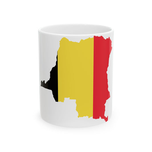 Flag Map of Belgian Congo 1908 - 1960 (Congo) White Coffee Mug-11oz-Go Mug Yourself