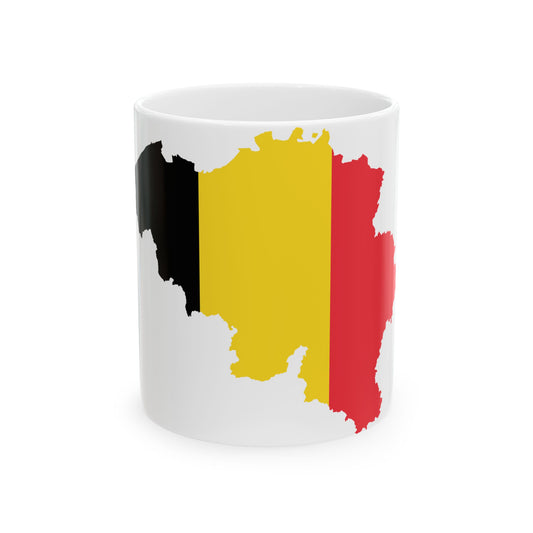 Flag-map of Belgium (Belgium) White Coffee Mug-11oz-Go Mug Yourself