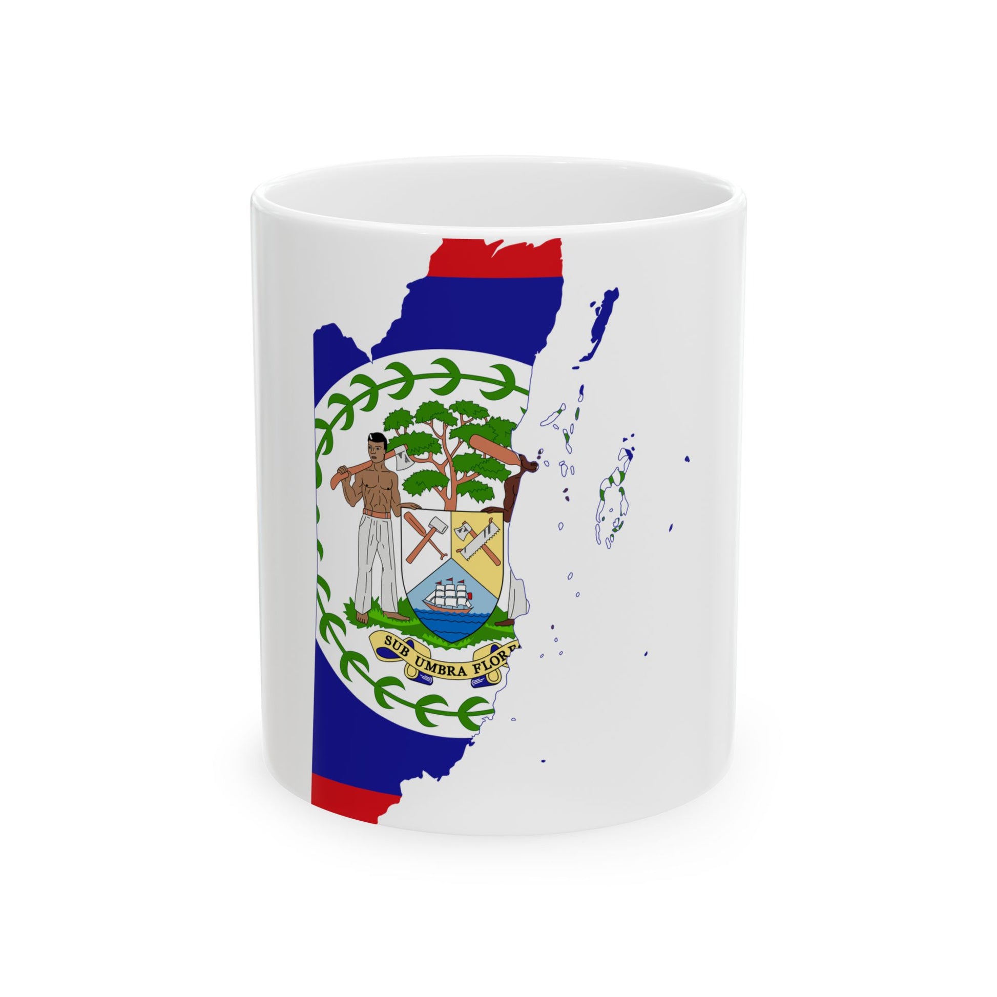 Flag-map of Belize (Belize) White Coffee Mug-11oz-Go Mug Yourself