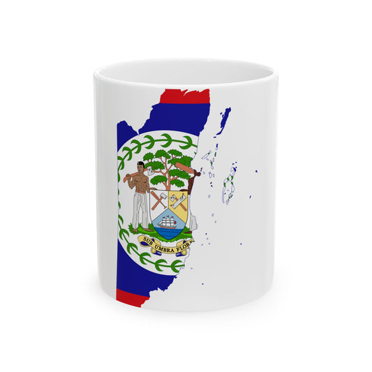 Flag-map of Belize (Belize) White Coffee Mug-11oz-Go Mug Yourself