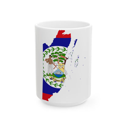 Flag-map of Belize (Belize) White Coffee Mug-15oz-Go Mug Yourself