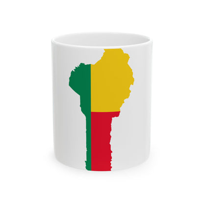 Flag map of Benin (Benin) White Coffee Mug-11oz-Go Mug Yourself