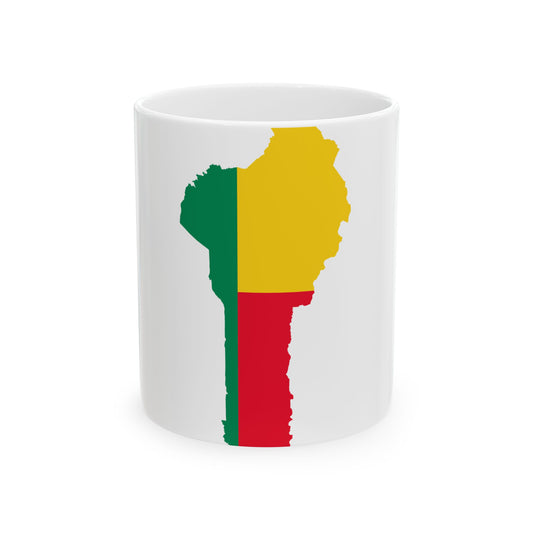 Flag map of Benin (Benin) White Coffee Mug-11oz-Go Mug Yourself