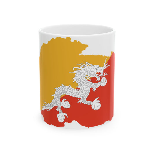 Flag-map of Bhutan (Bhutan) White Coffee Mug-11oz-Go Mug Yourself