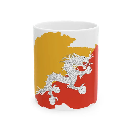 Flag-map of Bhutan (Bhutan) White Coffee Mug 11oz - Go Mug Yourself