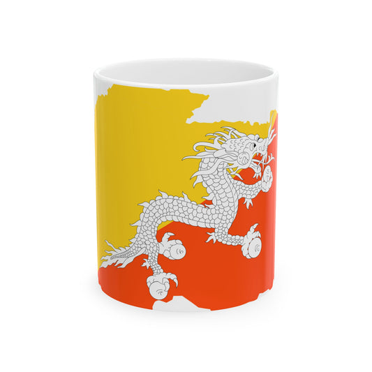 Flag-map of Bhutan precise boundaries (Bhutan) White Coffee Mug-11oz-Go Mug Yourself