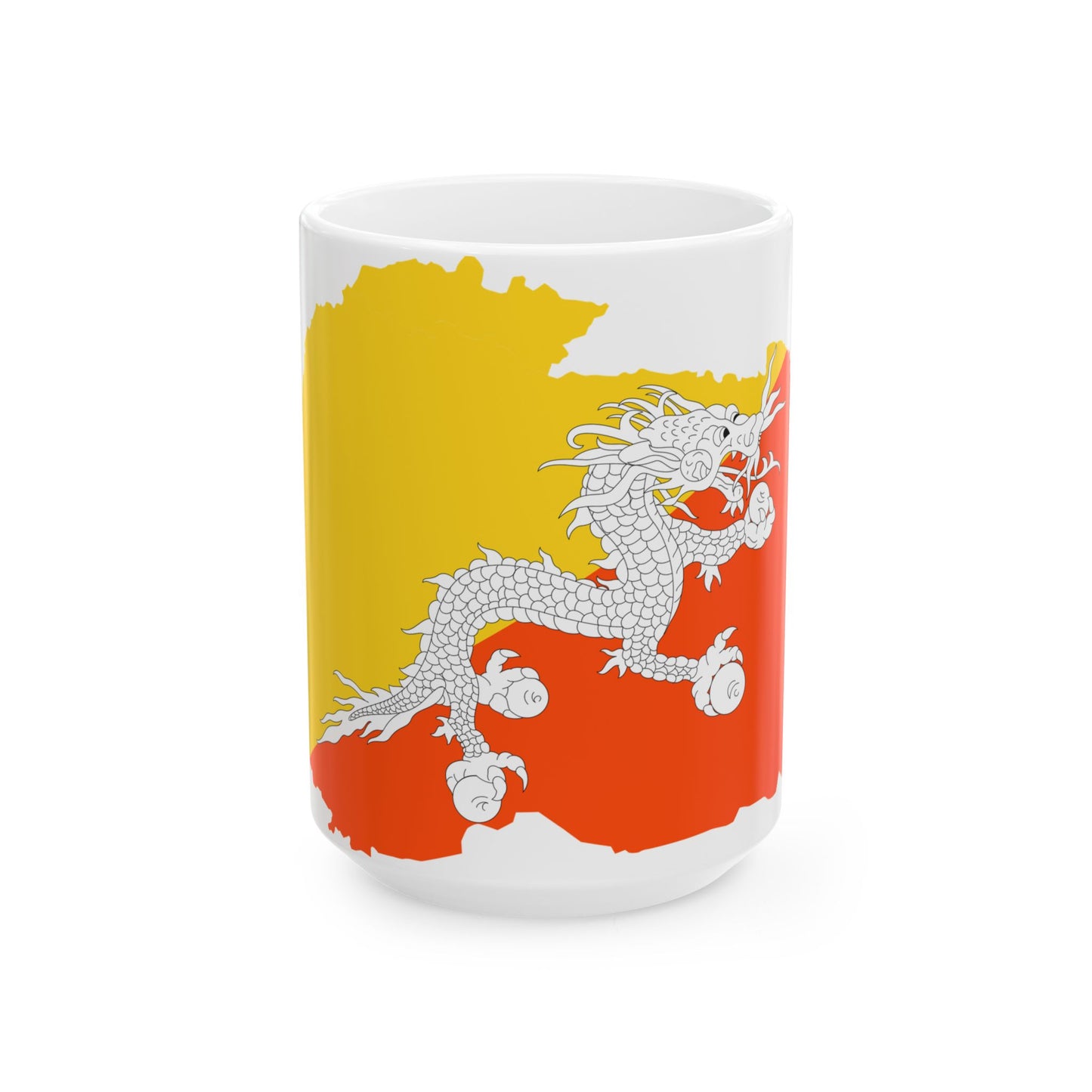 Flag-map of Bhutan precise boundaries (Bhutan) White Coffee Mug-15oz-Go Mug Yourself