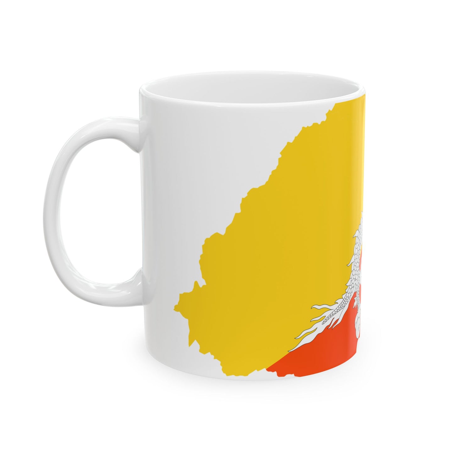 Flag-map of Bhutan precise boundaries (Bhutan) White Coffee Mug-Go Mug Yourself