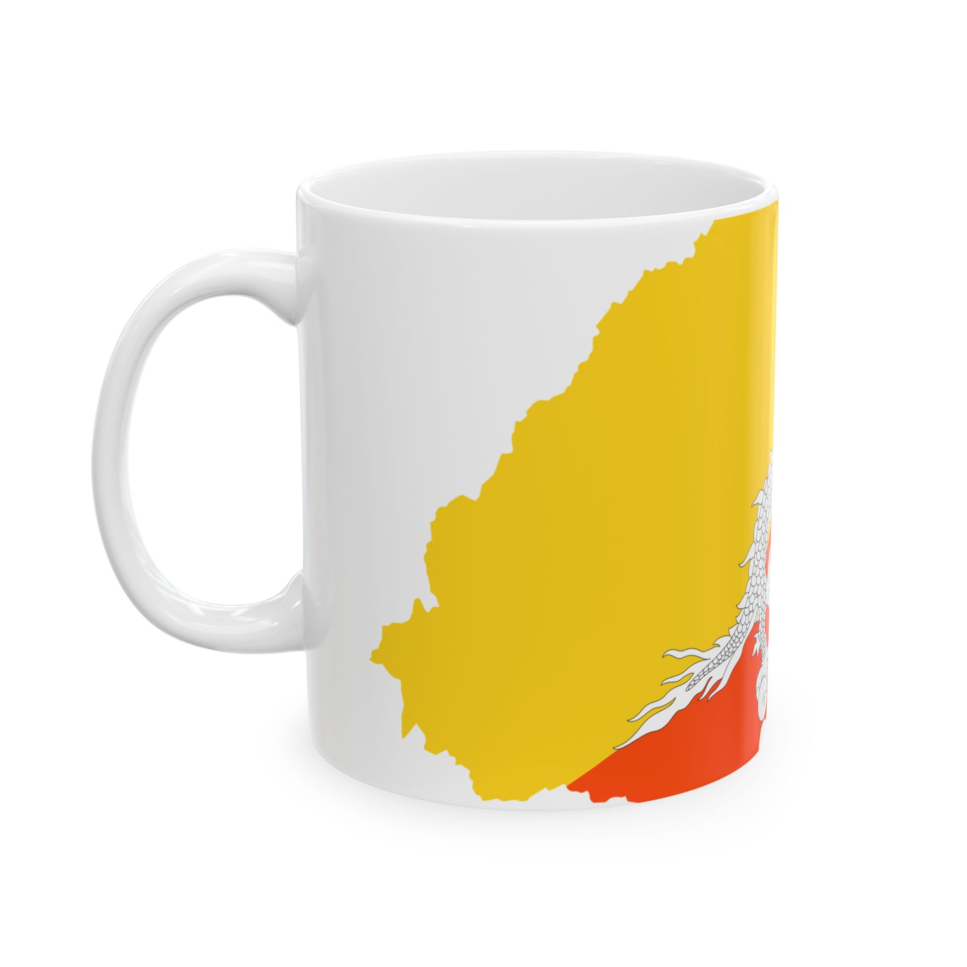 Flag-map of Bhutan precise boundaries (Bhutan) White Coffee Mug-Go Mug Yourself