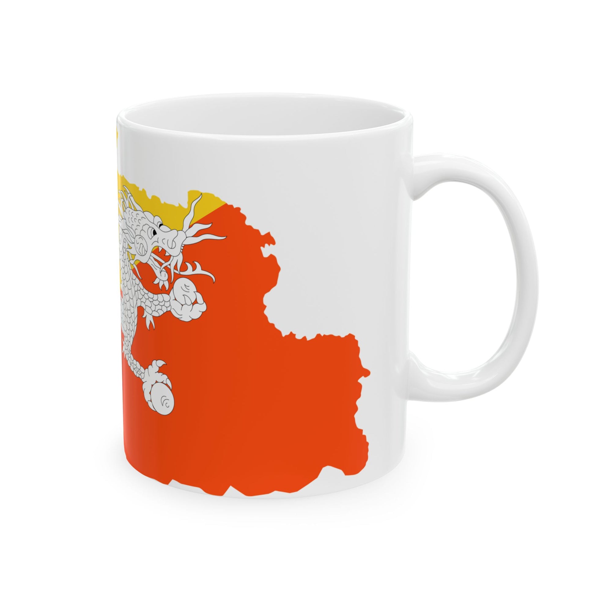 Flag-map of Bhutan precise boundaries (Bhutan) White Coffee Mug-Go Mug Yourself