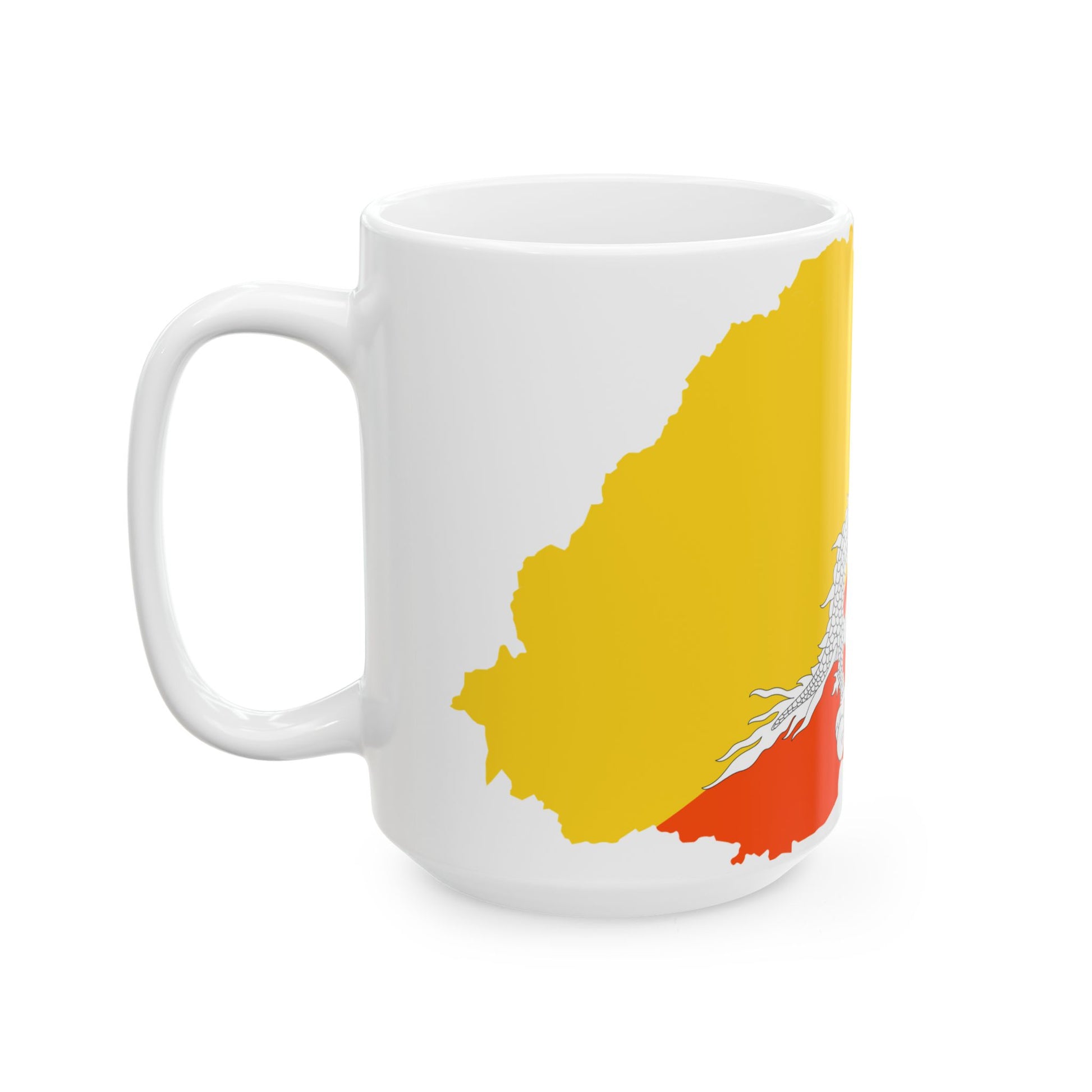 Flag-map of Bhutan precise boundaries (Bhutan) White Coffee Mug-Go Mug Yourself