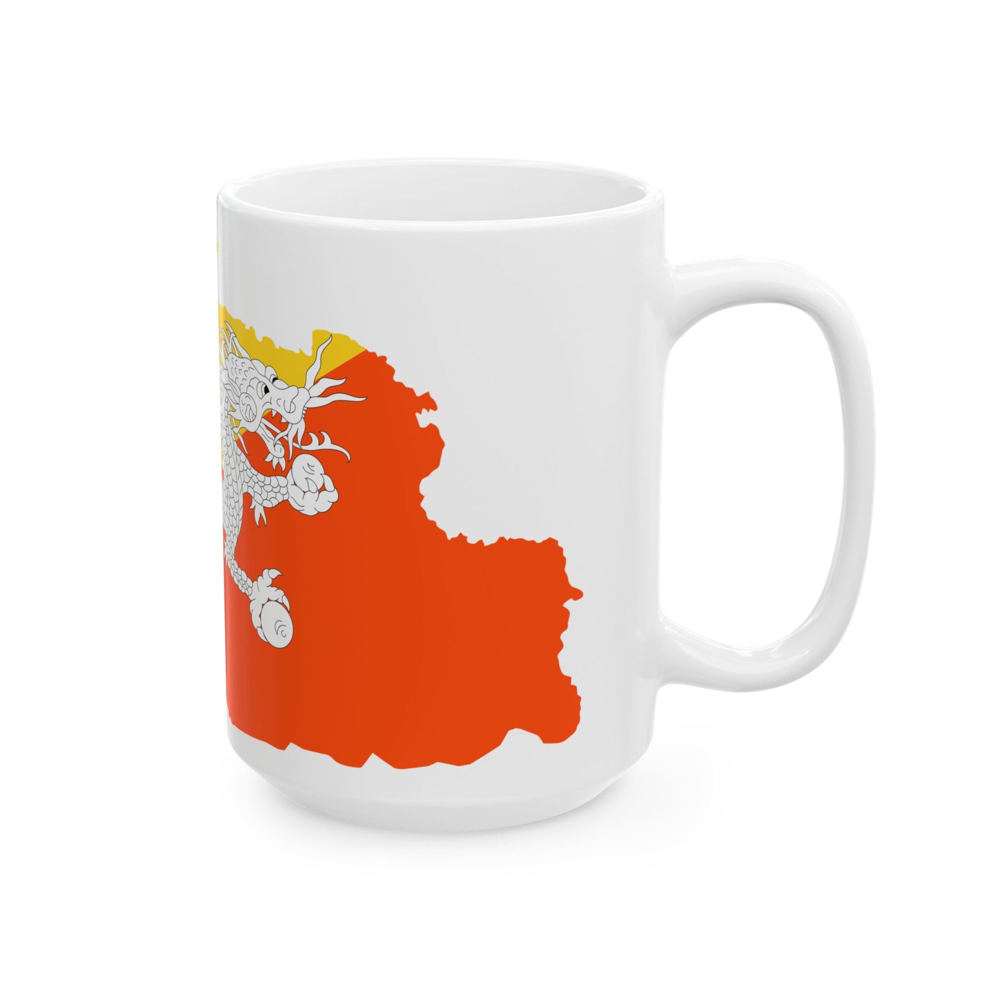 Flag-map of Bhutan precise boundaries (Bhutan) White Coffee Mug-Go Mug Yourself