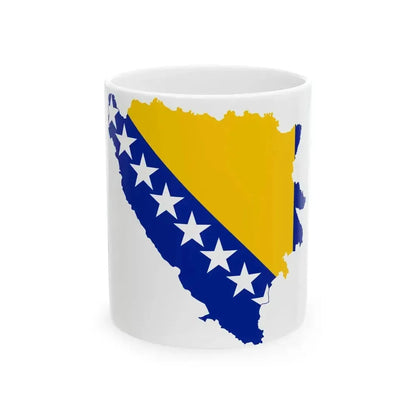 Flag map of Bosnia and Herzegovina (Bosnia and Herzegovina) White Coffee Mug 11oz - Go Mug Yourself