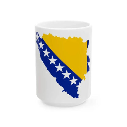 Flag map of Bosnia and Herzegovina (Bosnia and Herzegovina) White Coffee Mug 15oz - Go Mug Yourself