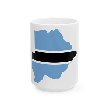 Flag map of Botswana (Botswana) White Coffee Mug 15oz - Go Mug Yourself