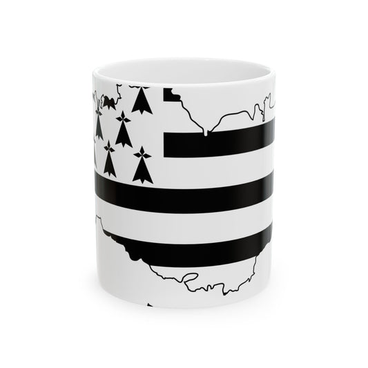 Flag map of Brittany Bretagne (France) White Coffee Mug-11oz-Go Mug Yourself