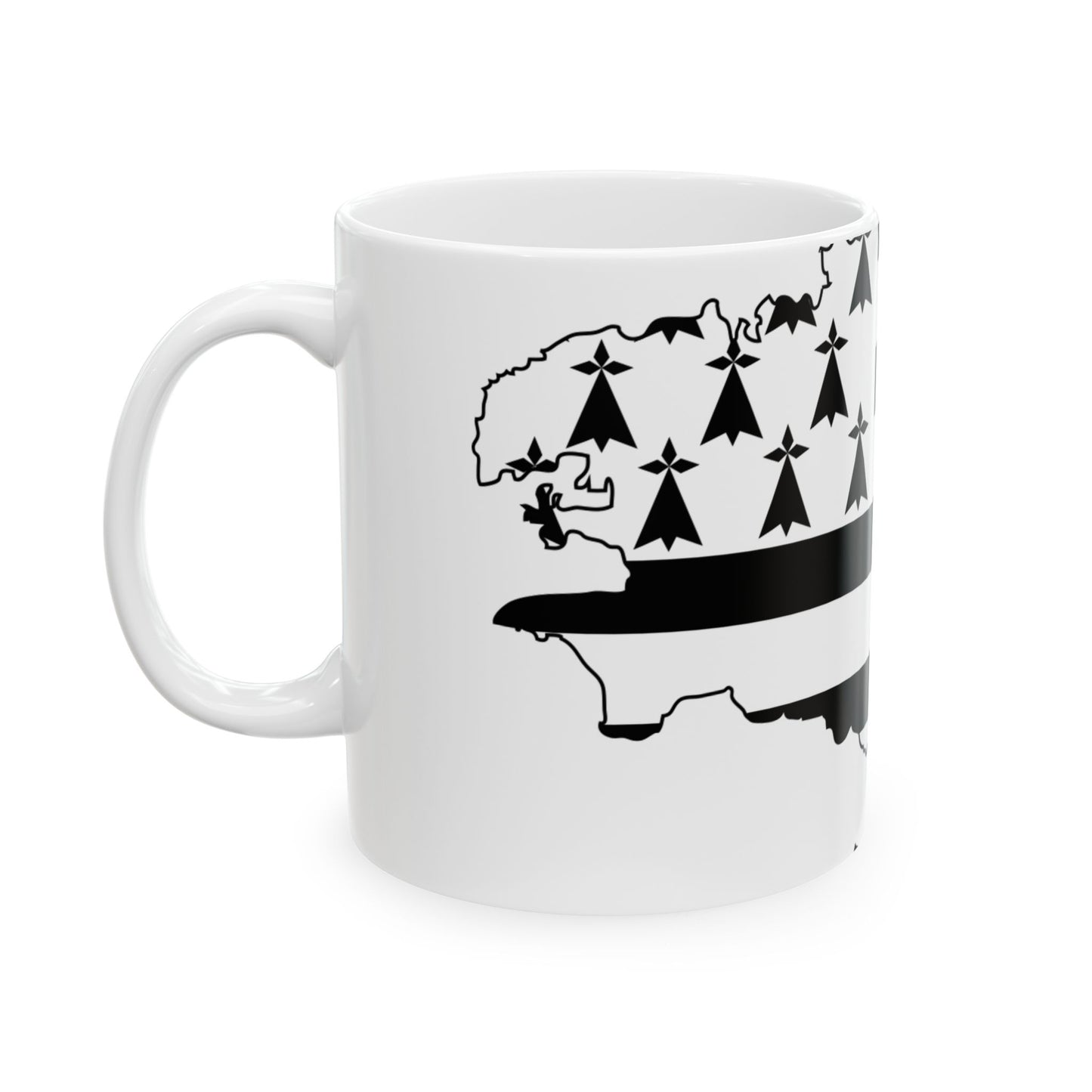 Flag map of Brittany Bretagne (France) White Coffee Mug-Go Mug Yourself