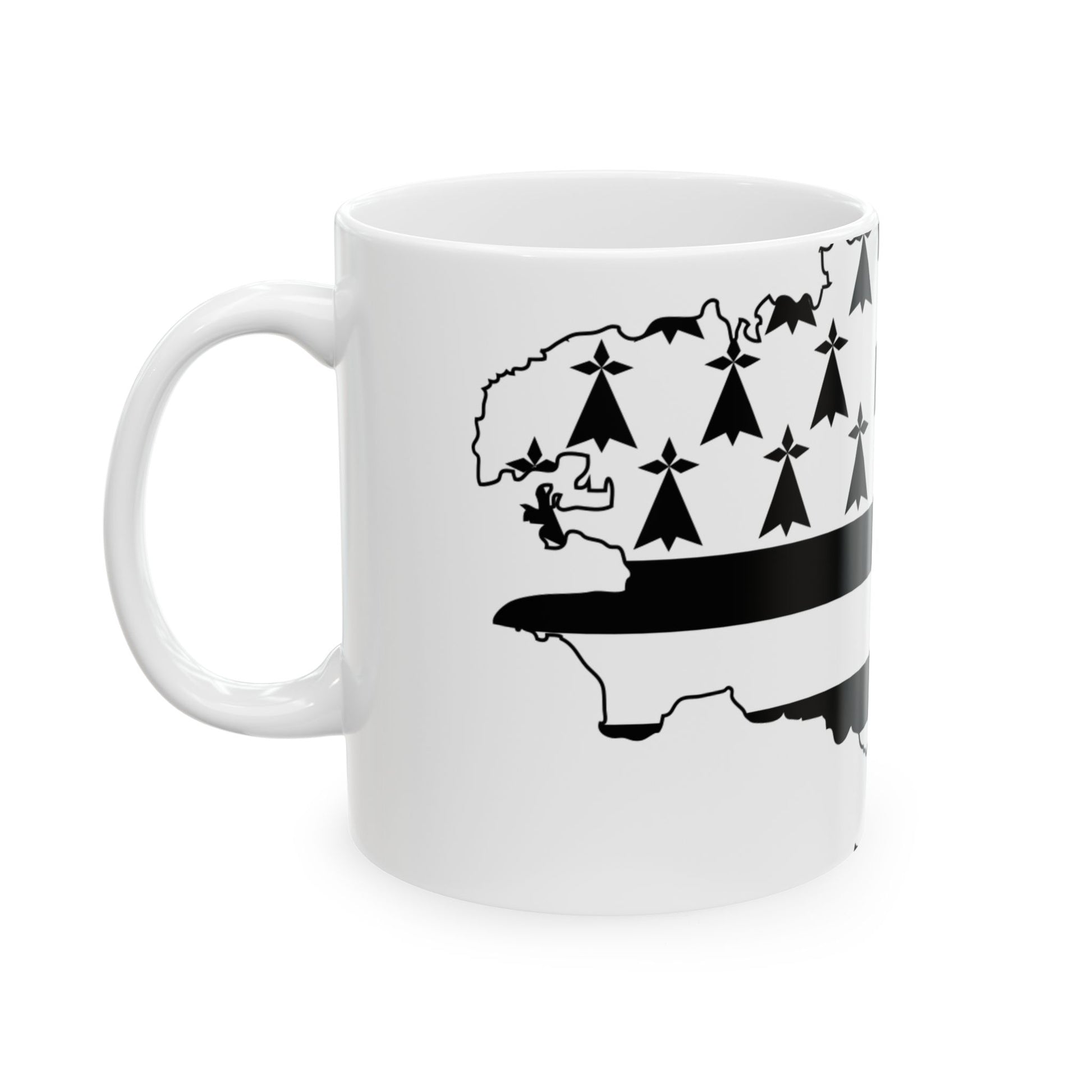 Flag map of Brittany Bretagne (France) White Coffee Mug-Go Mug Yourself