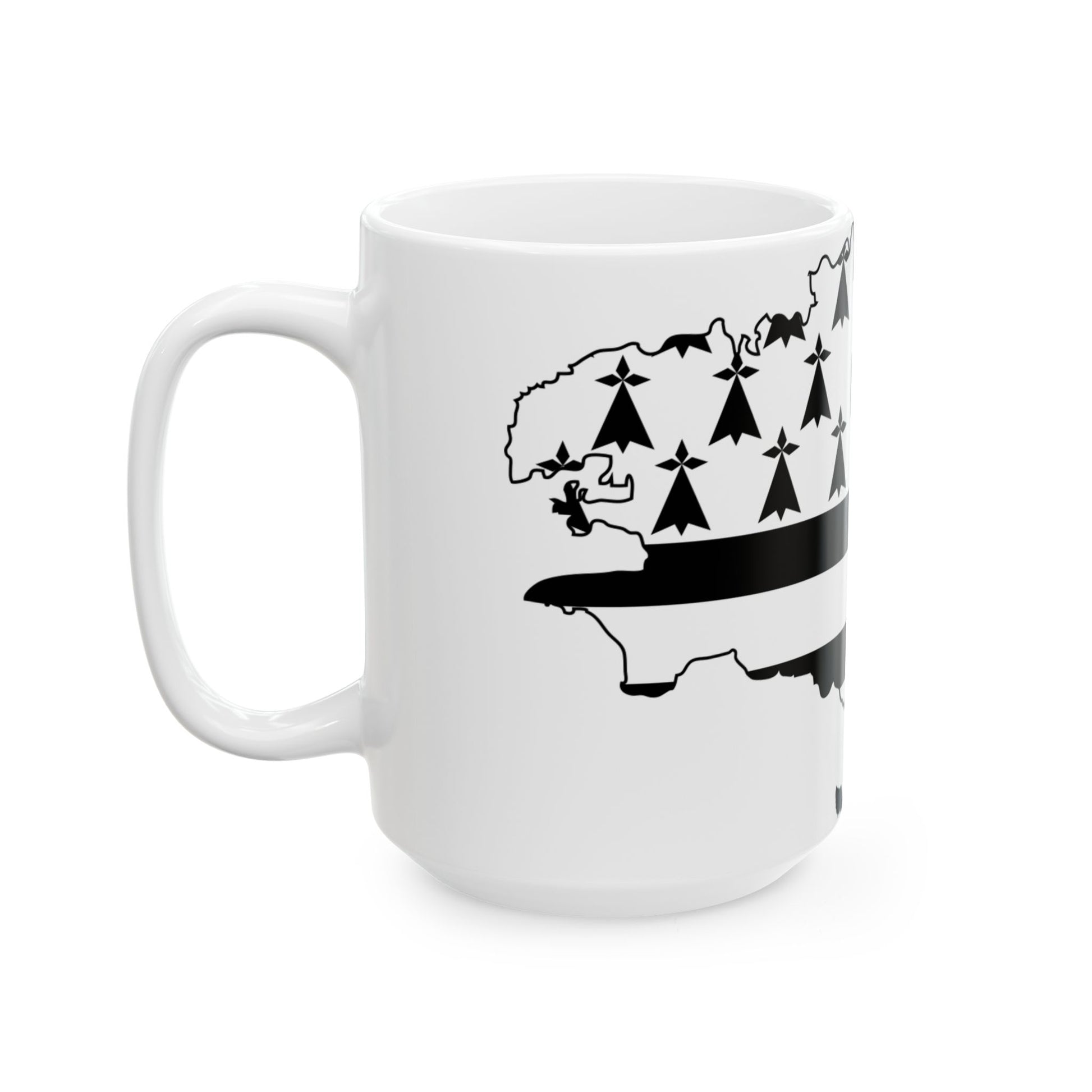 Flag map of Brittany Bretagne (France) White Coffee Mug-Go Mug Yourself