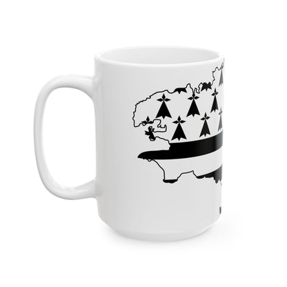 Flag map of Brittany Bretagne (France) White Coffee Mug-Go Mug Yourself