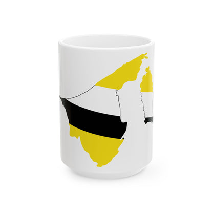 Flag-map of Brunei 1906-1959 (Brunei) White Coffee Mug-15oz-Go Mug Yourself
