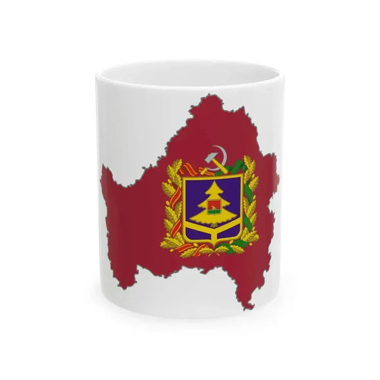 Flag map of Bryansk Oblast (Russia) White Coffee Mug 11oz - Go Mug Yourself