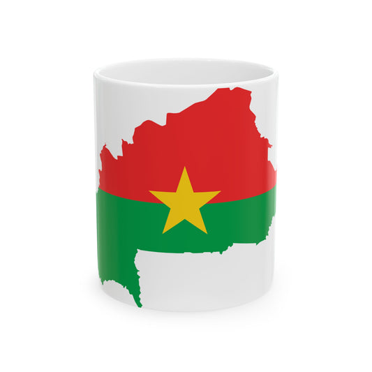 Flag map of Burkina Faso (Burkina Faso) White Coffee Mug-11oz-Go Mug Yourself