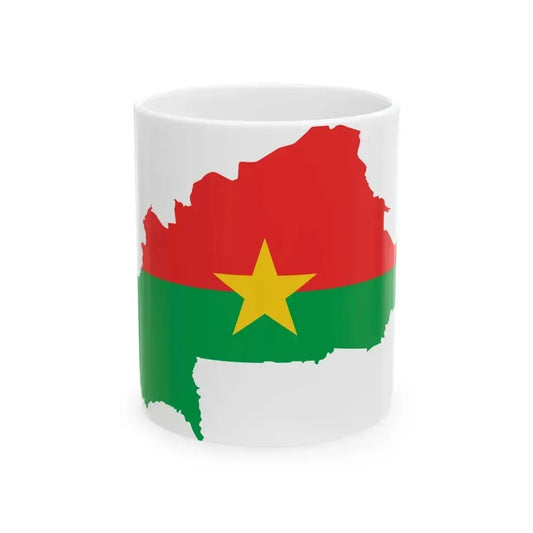 Flag map of Burkina Faso (Burkina Faso) White Coffee Mug 11oz - Go Mug Yourself