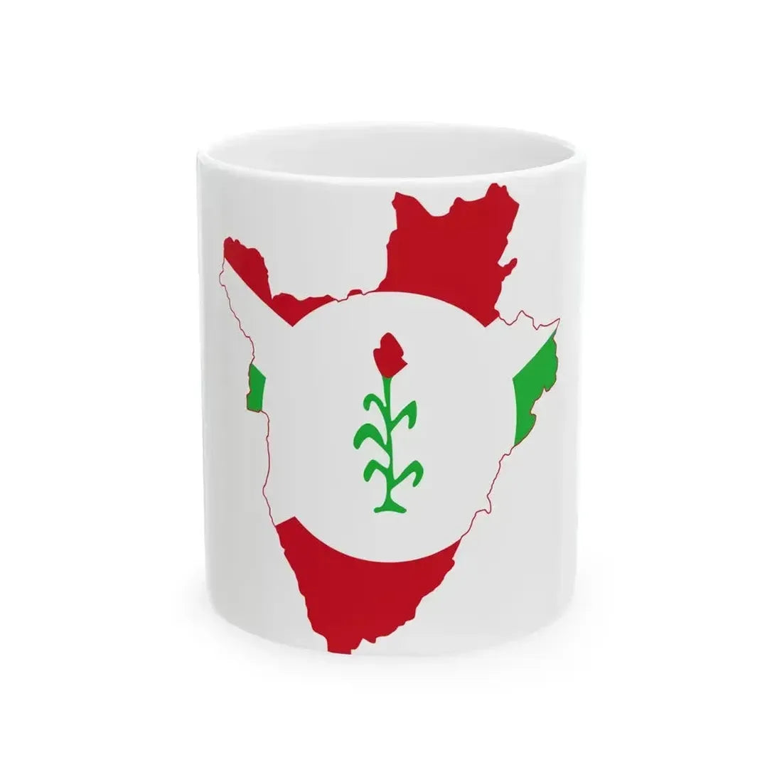 Flag map of Burundi 1966-1967 (Burundi) White Coffee Mug 11oz - Go Mug Yourself
