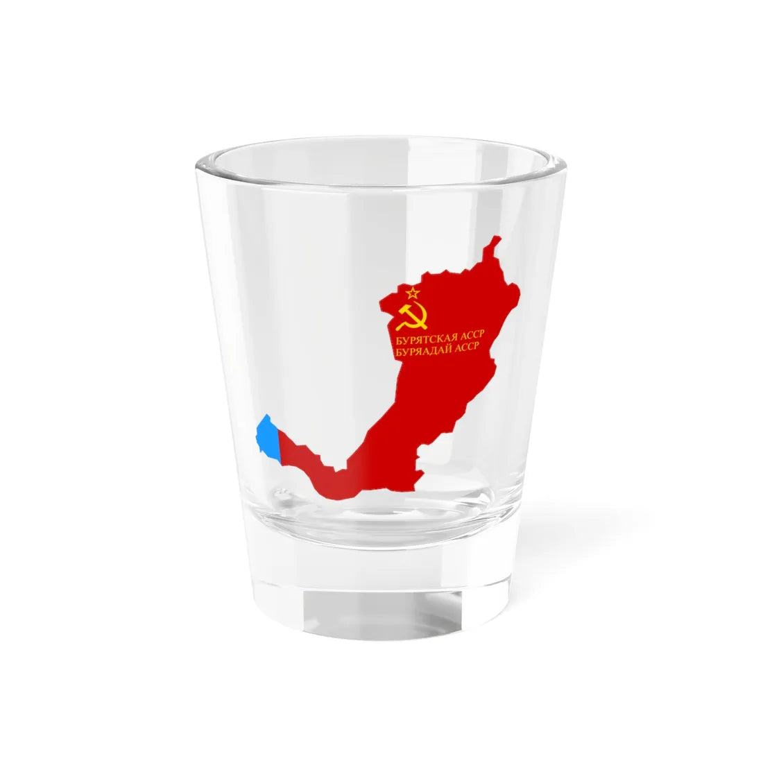 Flag-map of Buryat ASSR (Russia) Shot Glass 1.5oz 1.5oz - Go Mug Yourself