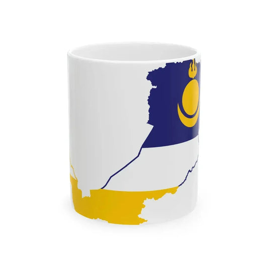 Flag-map of Buryatia (Russia) White Coffee Mug 11oz - Go Mug Yourself