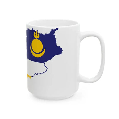 Flag-map of Buryatia (Russia) White Coffee Mug - Go Mug Yourself