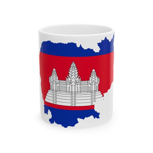 Flag map of Cambodia (Cambodia) White Coffee Mug-11oz-Go Mug Yourself