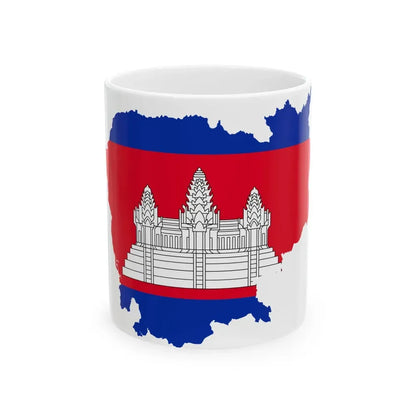 Flag map of Cambodia (Cambodia) White Coffee Mug 11oz - Go Mug Yourself