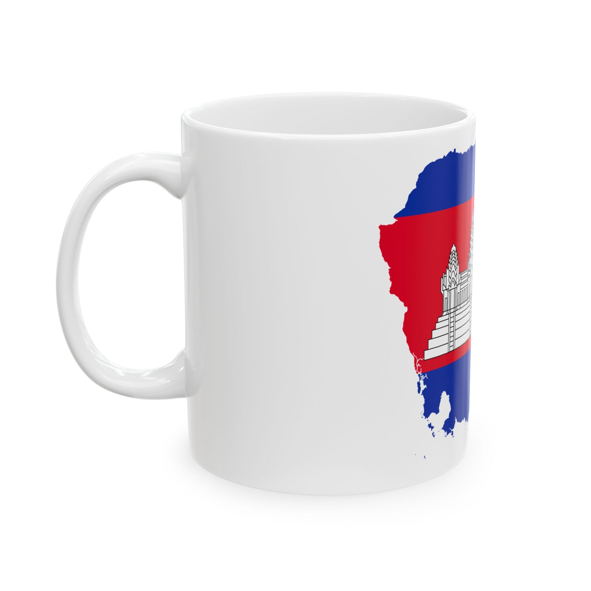 Flag-map of Cambodia precise boundaries (Cambodia) White Coffee Mug-Go Mug Yourself