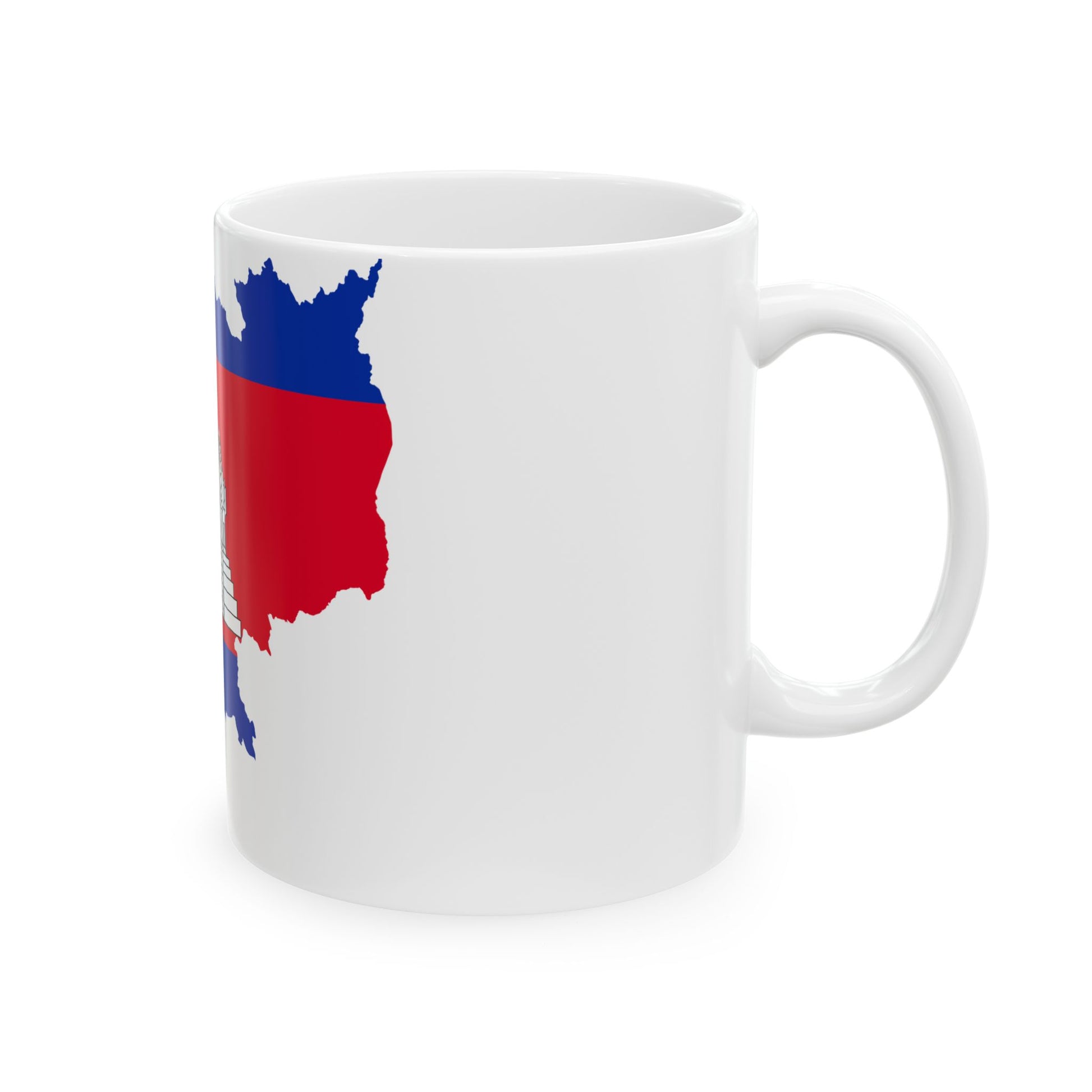 Flag-map of Cambodia precise boundaries (Cambodia) White Coffee Mug-Go Mug Yourself