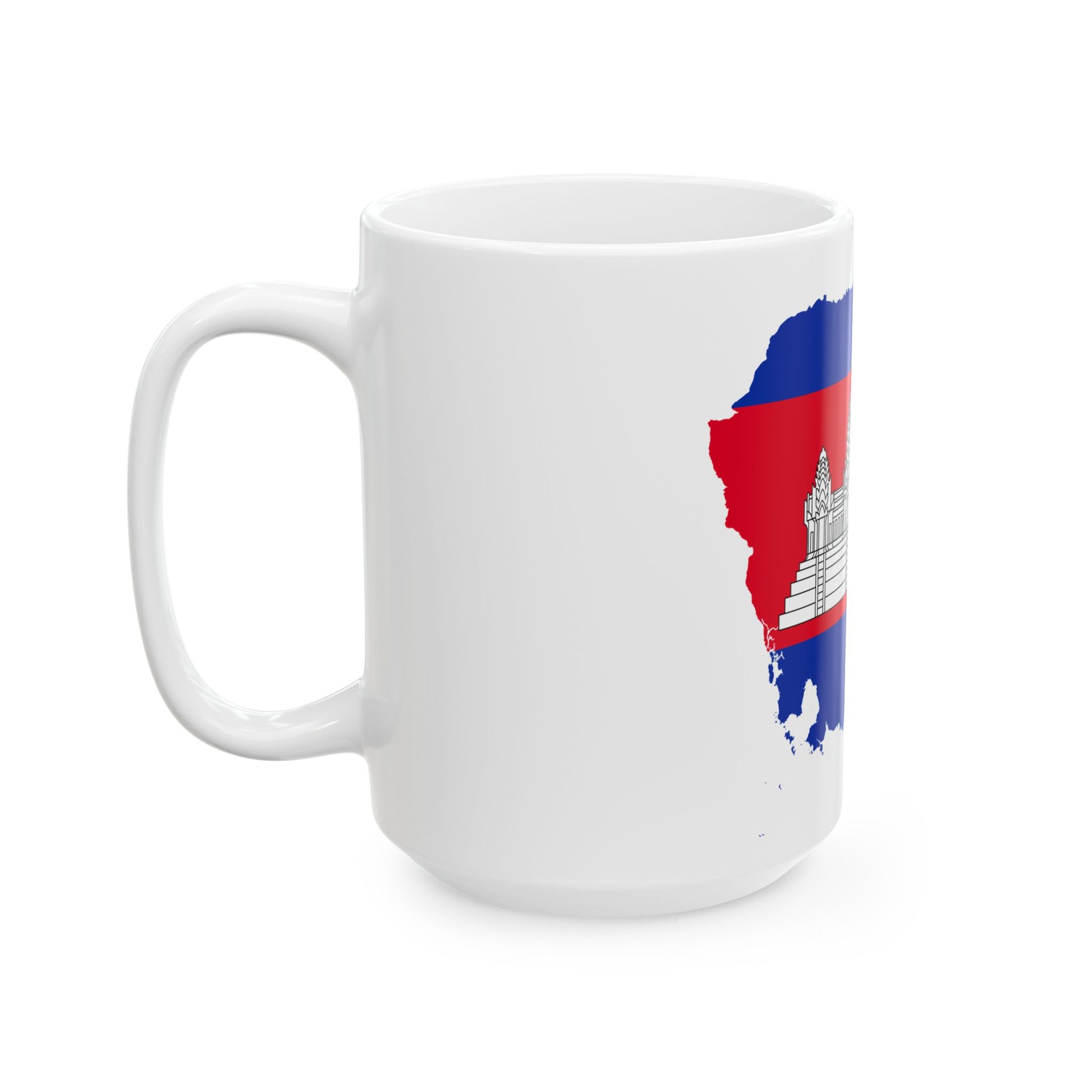Flag-map of Cambodia precise boundaries (Cambodia) White Coffee Mug-Go Mug Yourself