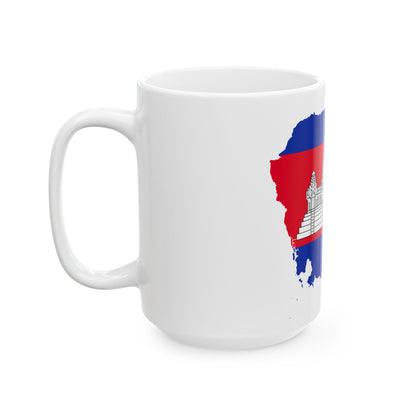 Flag-map of Cambodia precise boundaries (Cambodia) White Coffee Mug-Go Mug Yourself