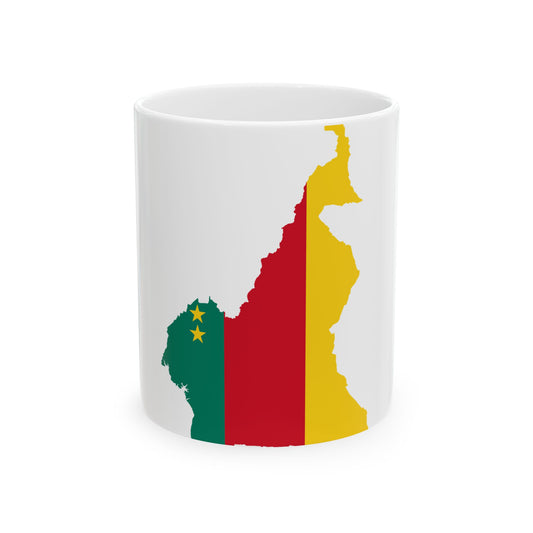Flag map of Cameroon 1961-1975 (Cameroon) White Coffee Mug-11oz-Go Mug Yourself