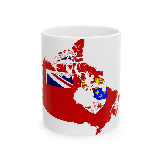 Flag-map of Canada 1957-1964 (Canada) White Coffee Mug-11oz-Go Mug Yourself