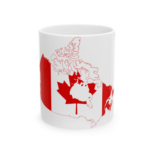 Flag map of Canada (Canada) White Coffee Mug-11oz-Go Mug Yourself