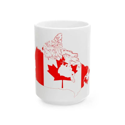 Flag-map of Canada (Canada) White Coffee Mug 15oz - Go Mug Yourself