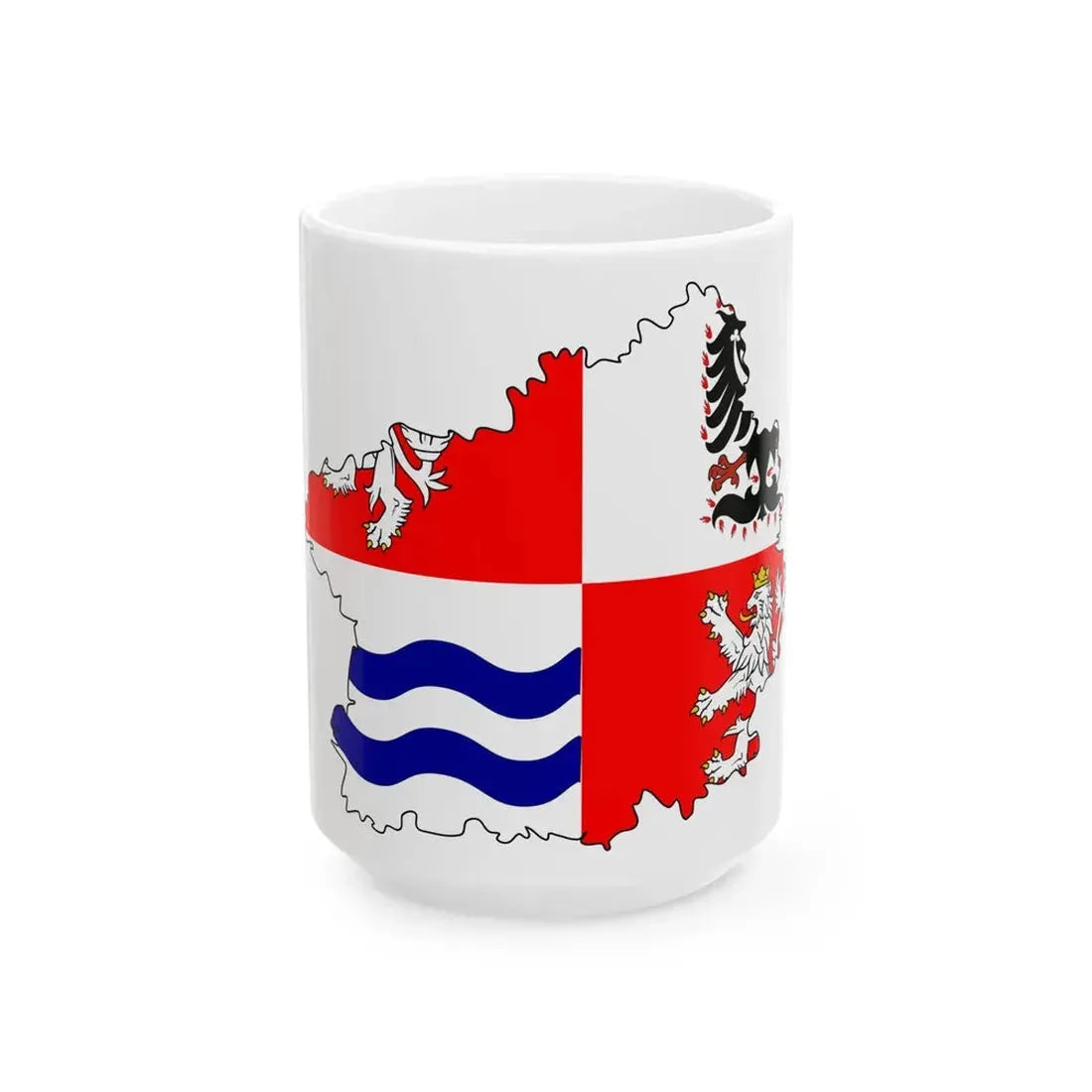 Flag-map of Central Bohemian Region (Czech Republic) White Coffee Mug 15oz - Go Mug Yourself