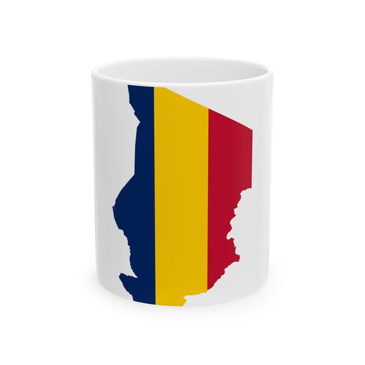 Flag map of Chad (Chad) White Coffee Mug-11oz-Go Mug Yourself