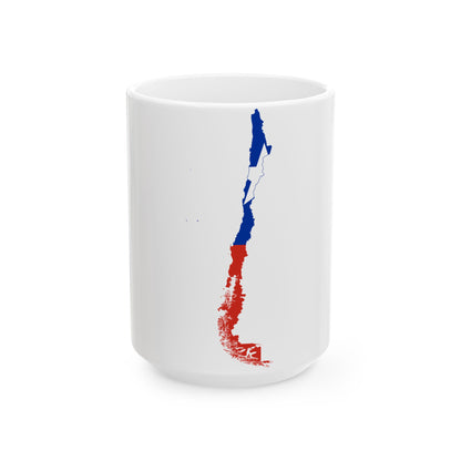 Flag-map of Chile (Chile) White Coffee Mug-15oz-Go Mug Yourself