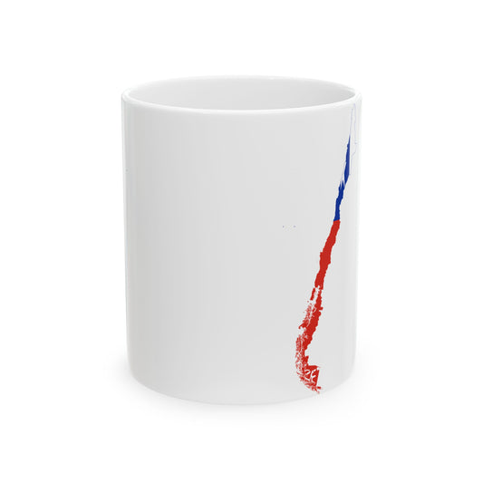Flag map of Chile Pacific islands included (Chile) White Coffee Mug-11oz-Go Mug Yourself