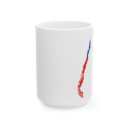 Flag map of Chile Pacific islands included (Chile) White Coffee Mug-15oz-Go Mug Yourself