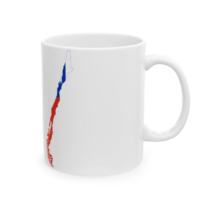Flag map of Chile Pacific islands included (Chile) White Coffee Mug-Go Mug Yourself